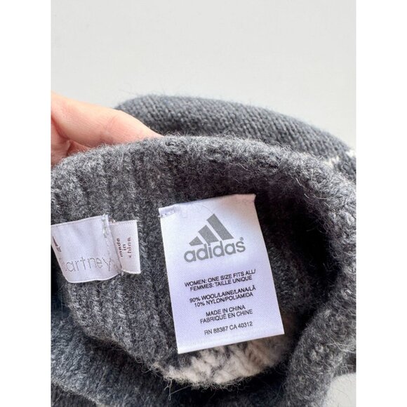 ADIDAS x STELLA MCCARTNEY Grey Star Wool Knit Slouchy Oversized Beanie, One Size - Picture 10 of 15